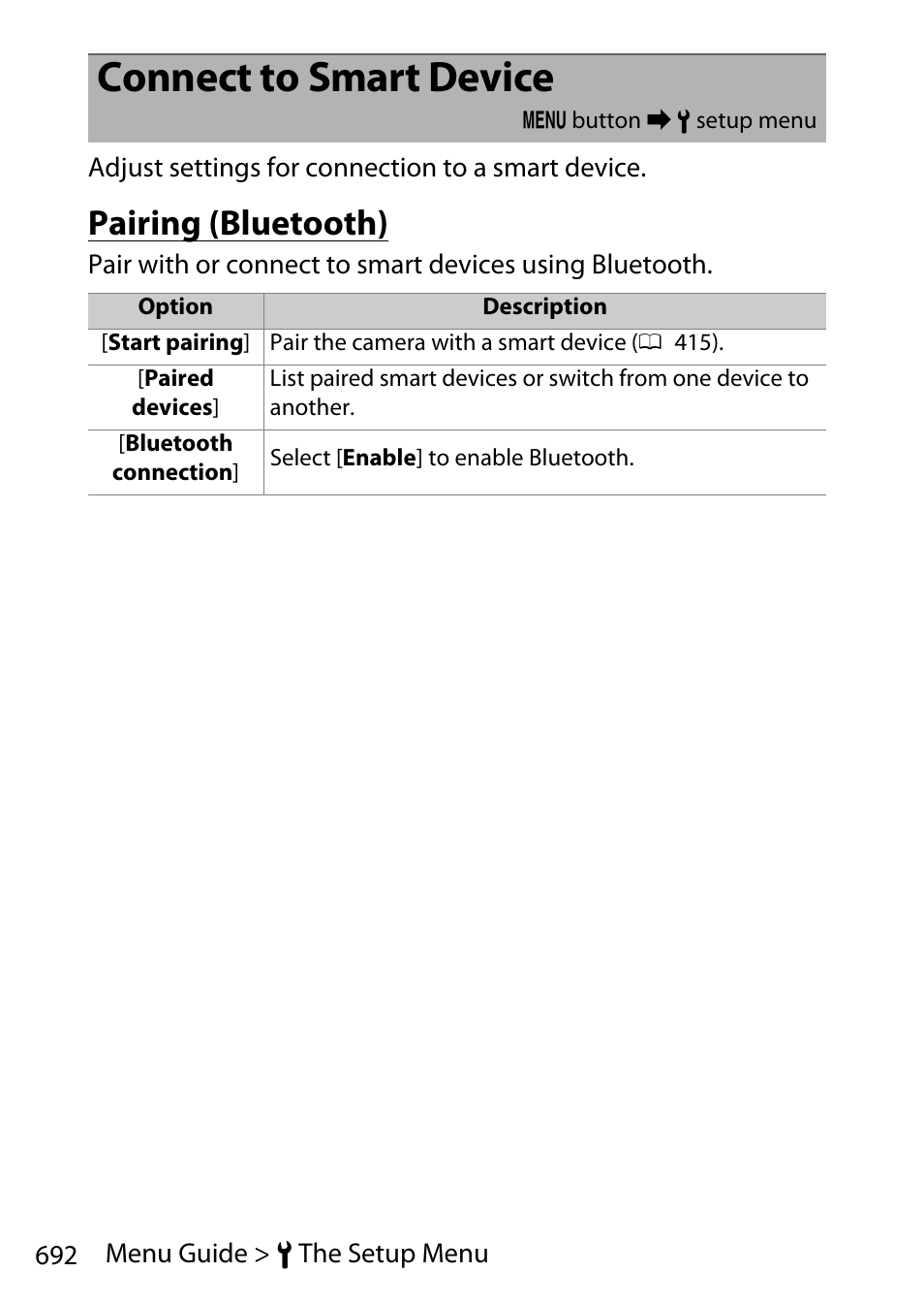 Connect to smart device, Pairing (bluetooth) | Nikon D780 DSLR Camera (Body Only) User Manual | Page 738 / 944