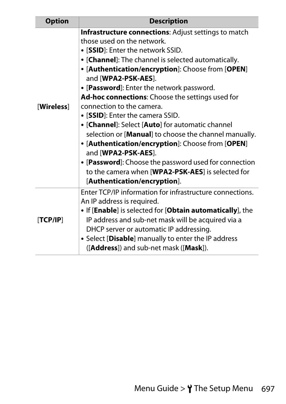 697 menu guide > b the setup menu | Nikon D780 DSLR Camera (Body Only) User Manual | Page 743 / 944