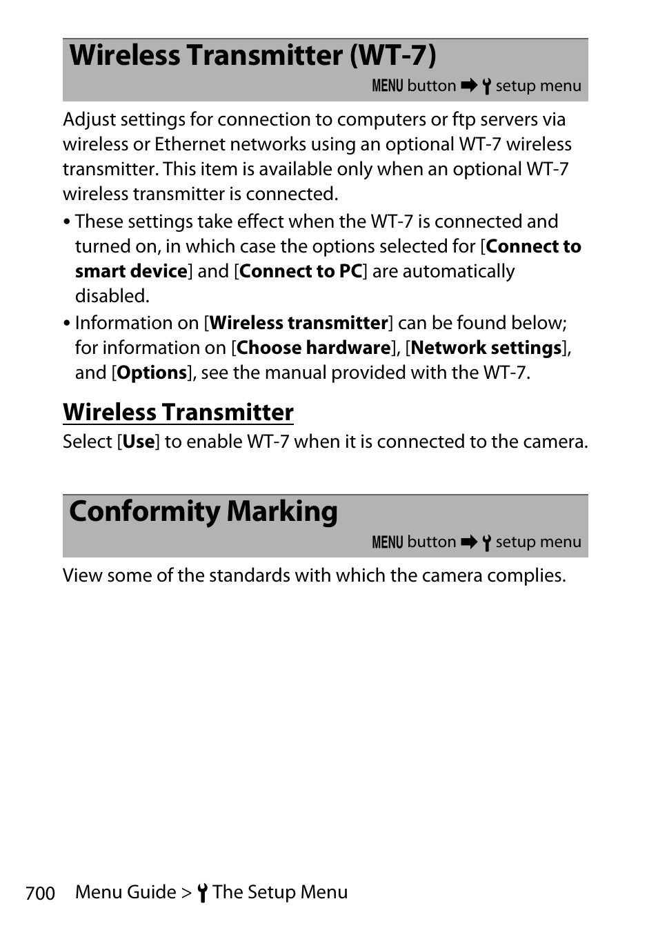 Wireless transmitter (wt-7), Wireless transmitter, Conformity marking | Nikon D780 DSLR Camera (Body Only) User Manual | Page 746 / 944