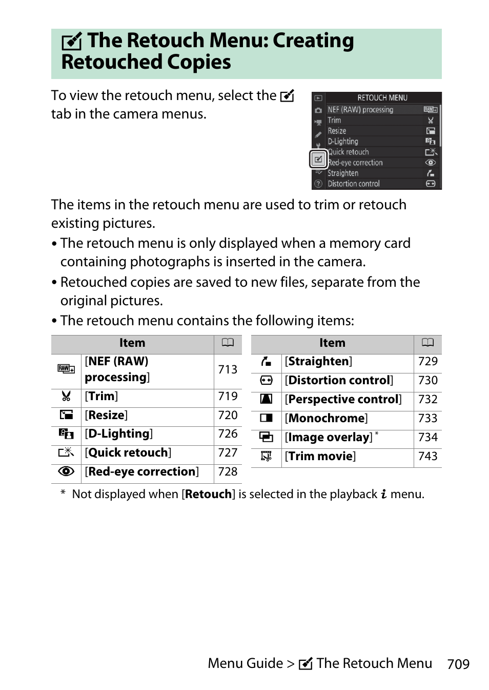 The retouch menu: creating retouched copies | Nikon D780 DSLR Camera (Body Only) User Manual | Page 755 / 944