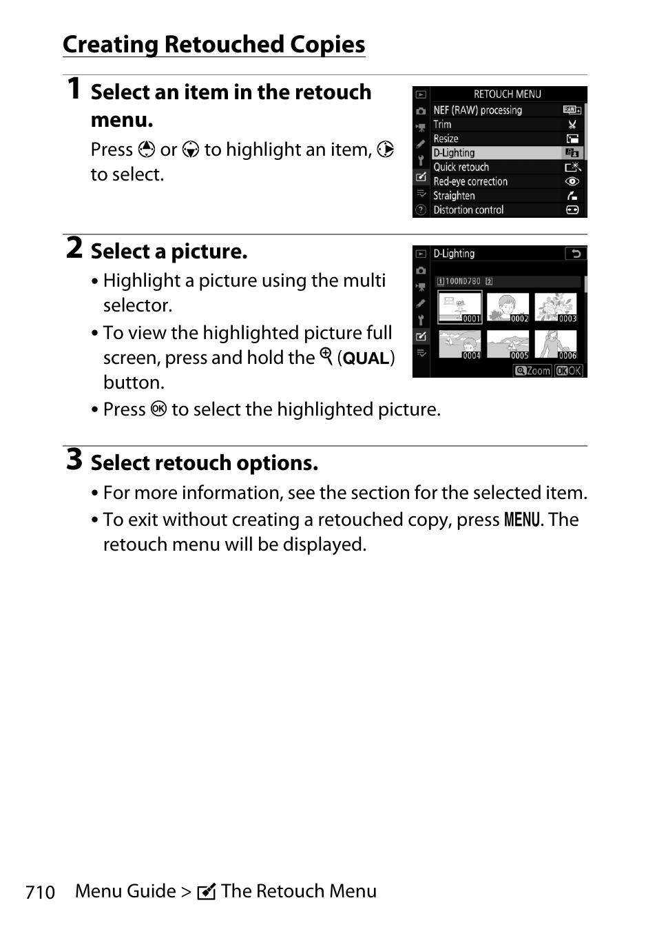 Creating retouched copies | Nikon D780 DSLR Camera (Body Only) User Manual | Page 756 / 944