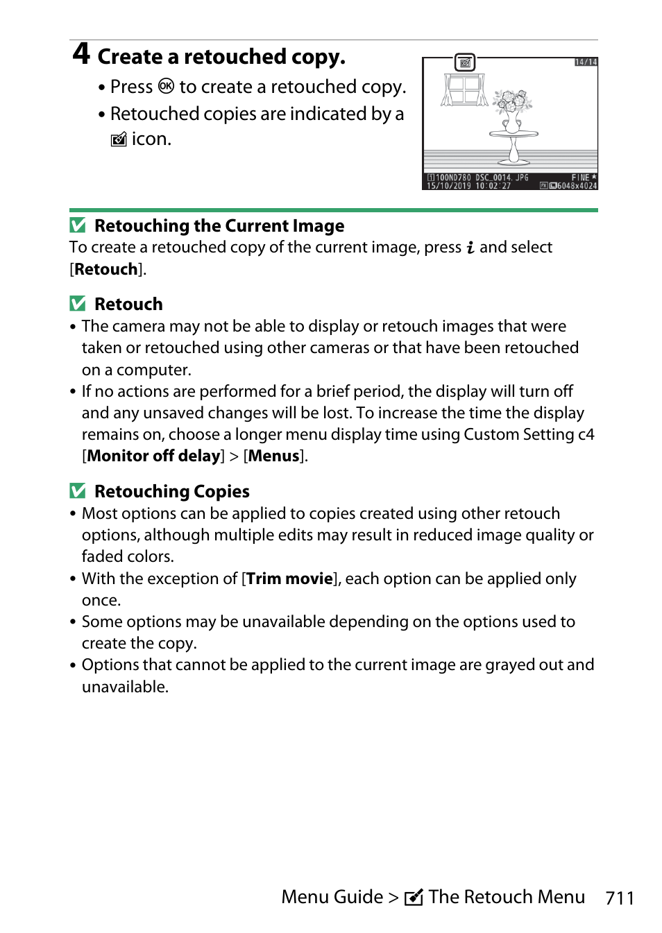 Create a retouched copy | Nikon D780 DSLR Camera (Body Only) User Manual | Page 757 / 944