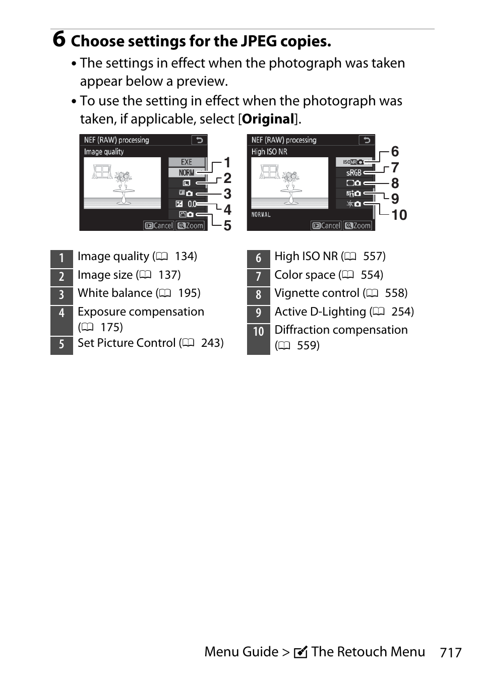 Choose settings for the jpeg copies | Nikon D780 DSLR Camera (Body Only) User Manual | Page 763 / 944