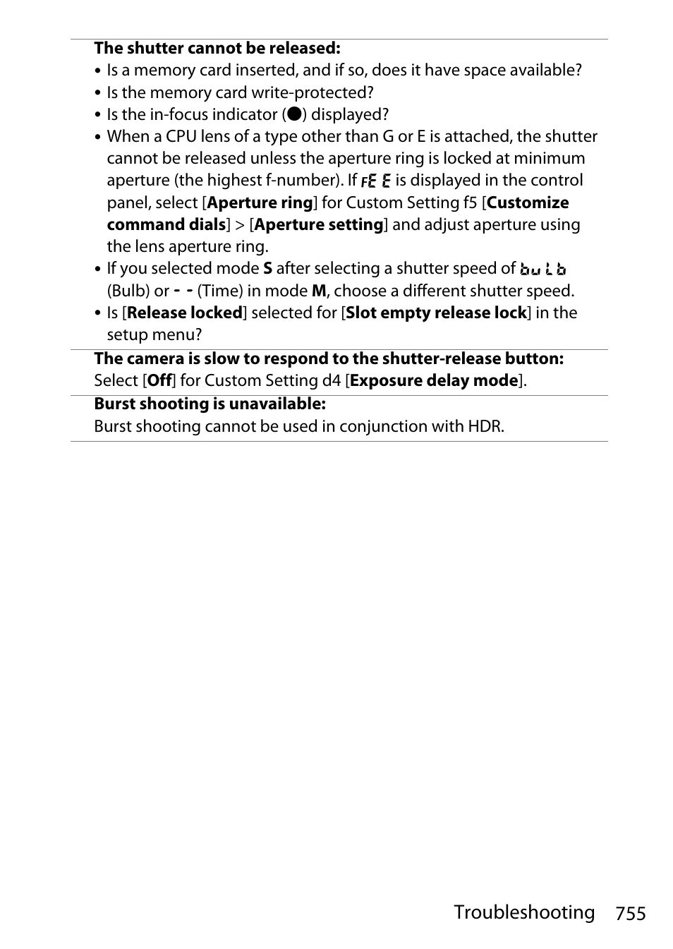 755 troubleshooting | Nikon D780 DSLR Camera (Body Only) User Manual | Page 801 / 944