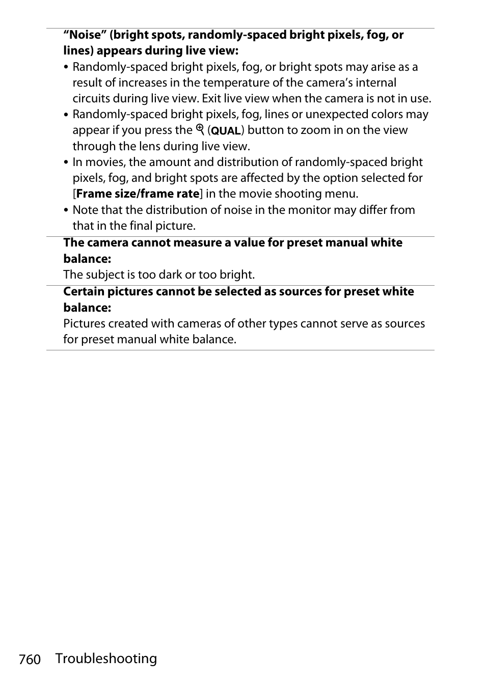 760 troubleshooting | Nikon D780 DSLR Camera (Body Only) User Manual | Page 806 / 944