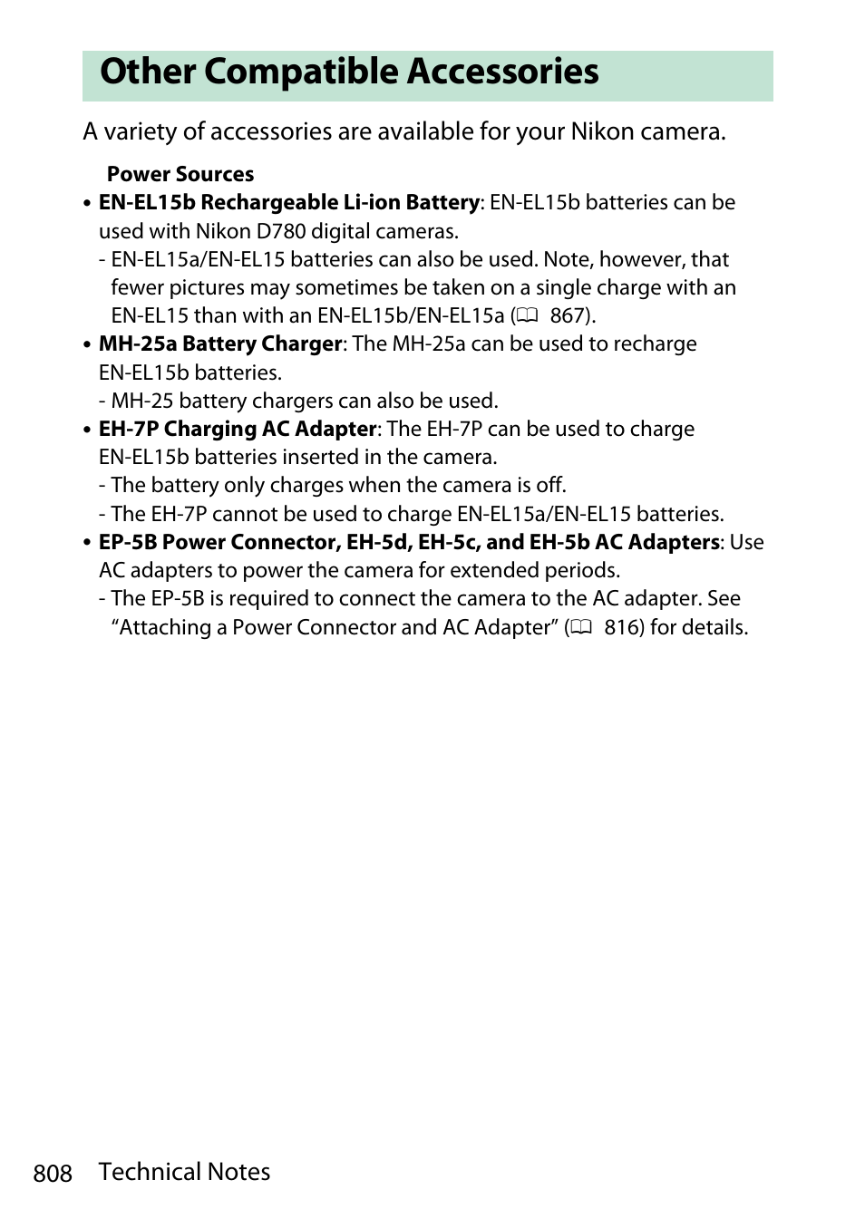 Other compatible accessories | Nikon D780 DSLR Camera (Body Only) User Manual | Page 854 / 944