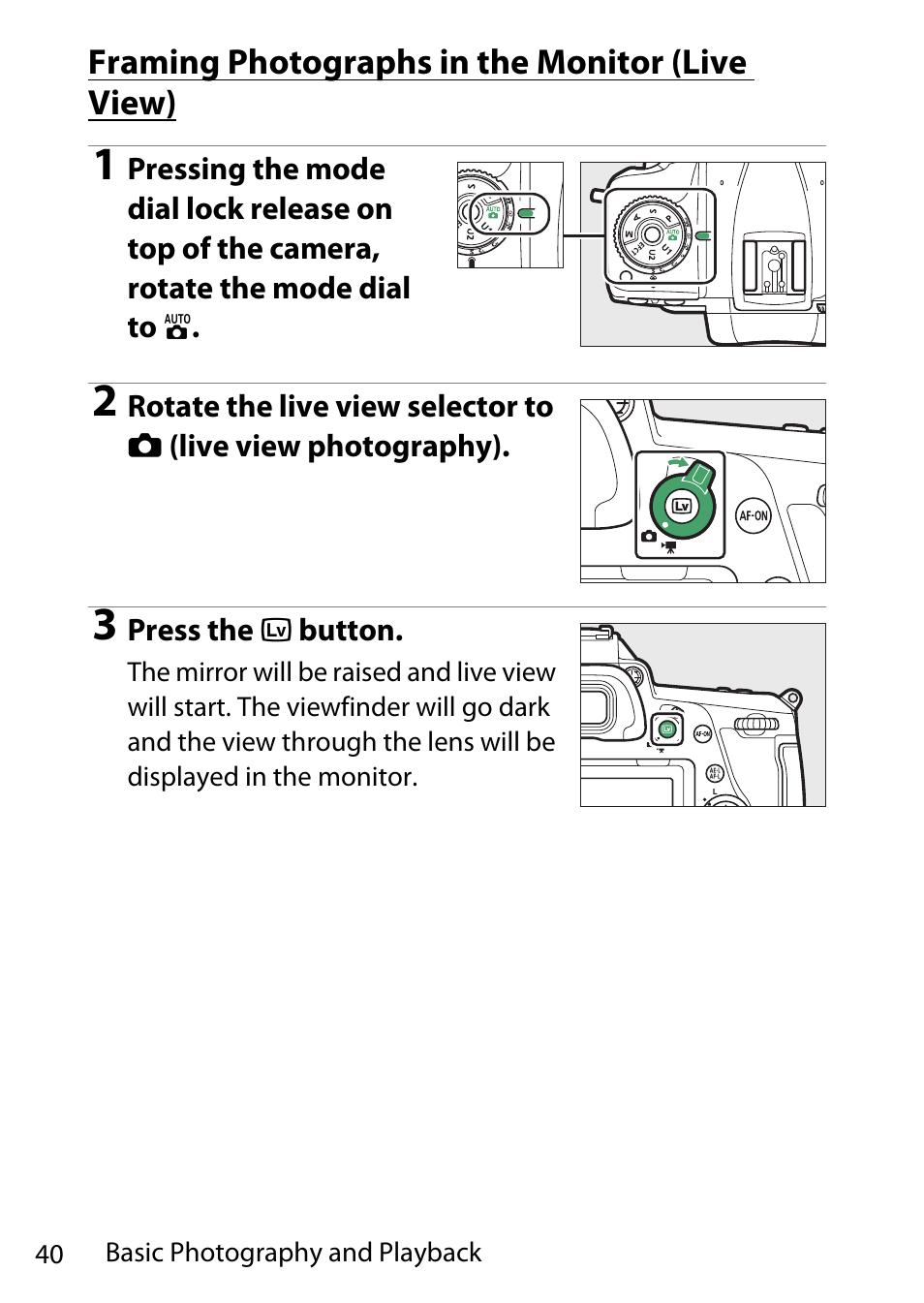 Framing photographs in the monitor (live view) | Nikon D780 DSLR Camera (Body Only) User Manual | Page 86 / 944