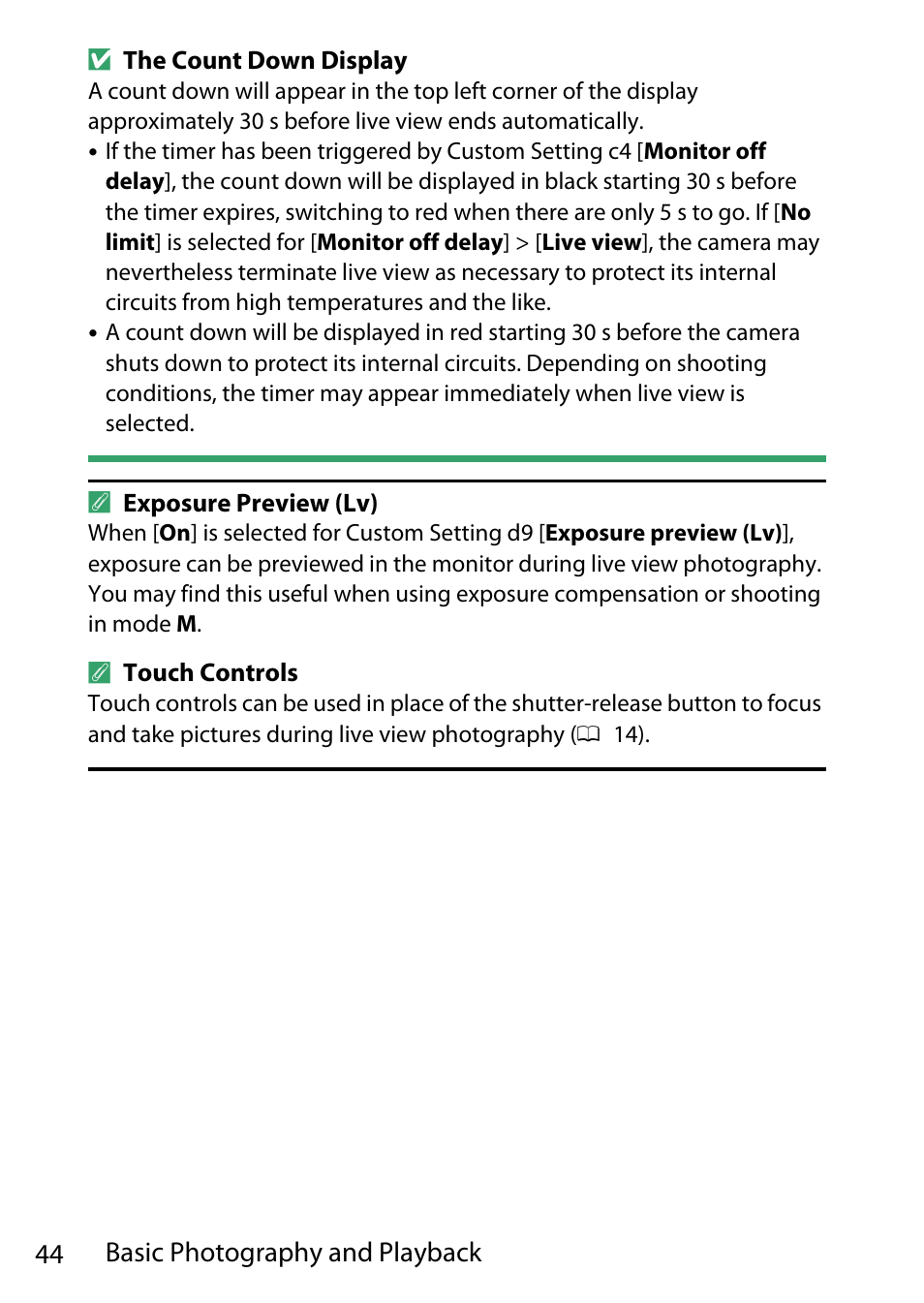 44 basic photography and playback | Nikon D780 DSLR Camera (Body Only) User Manual | Page 90 / 944