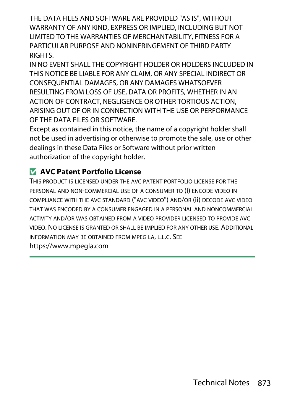 Avc patent portfolio license | Nikon D780 DSLR Camera (Body Only) User Manual | Page 919 / 944