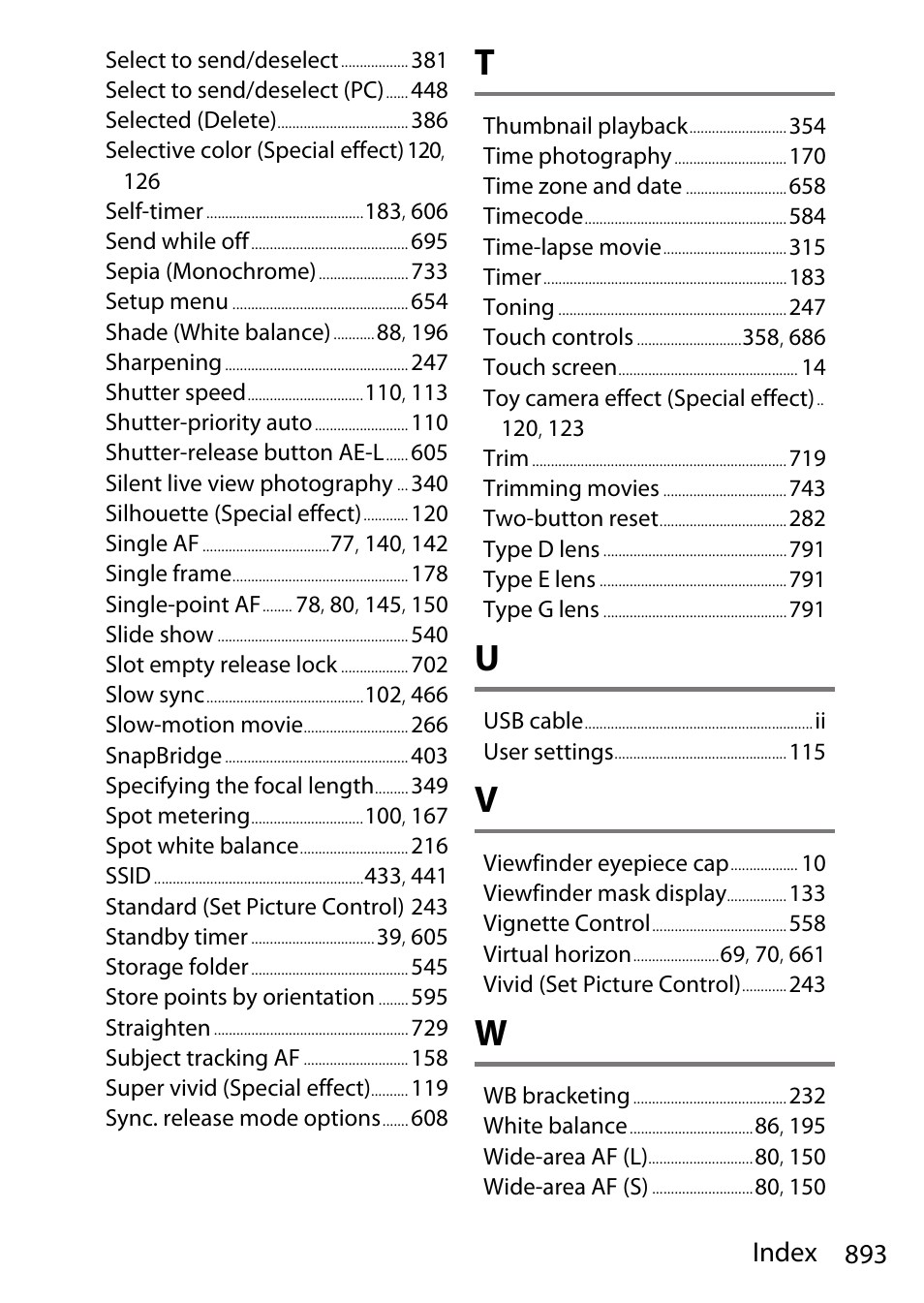 893 index | Nikon D780 DSLR Camera (Body Only) User Manual | Page 939 / 944