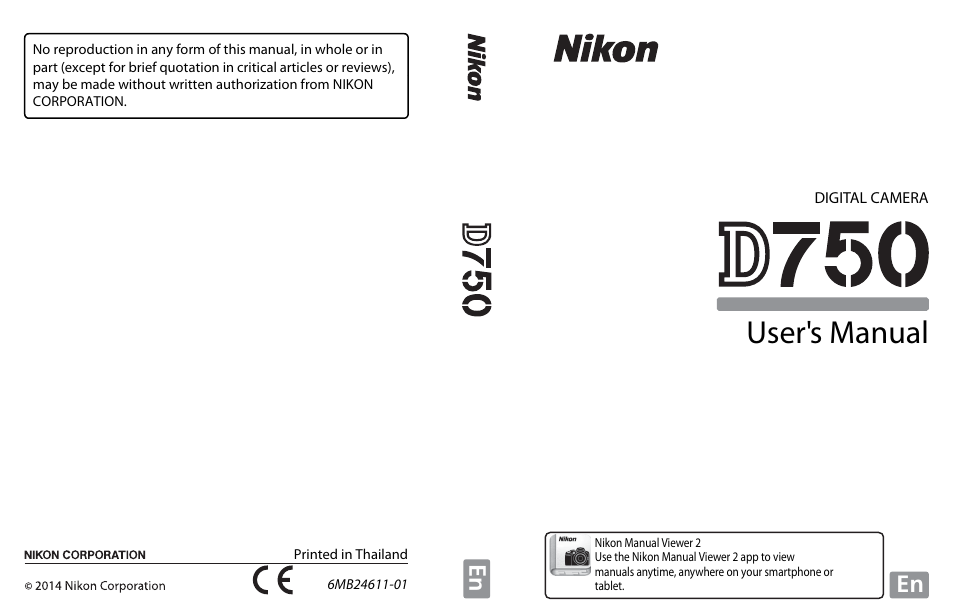 Nikon D750 DSLR Camera (Body Only) User Manual | 537 pages