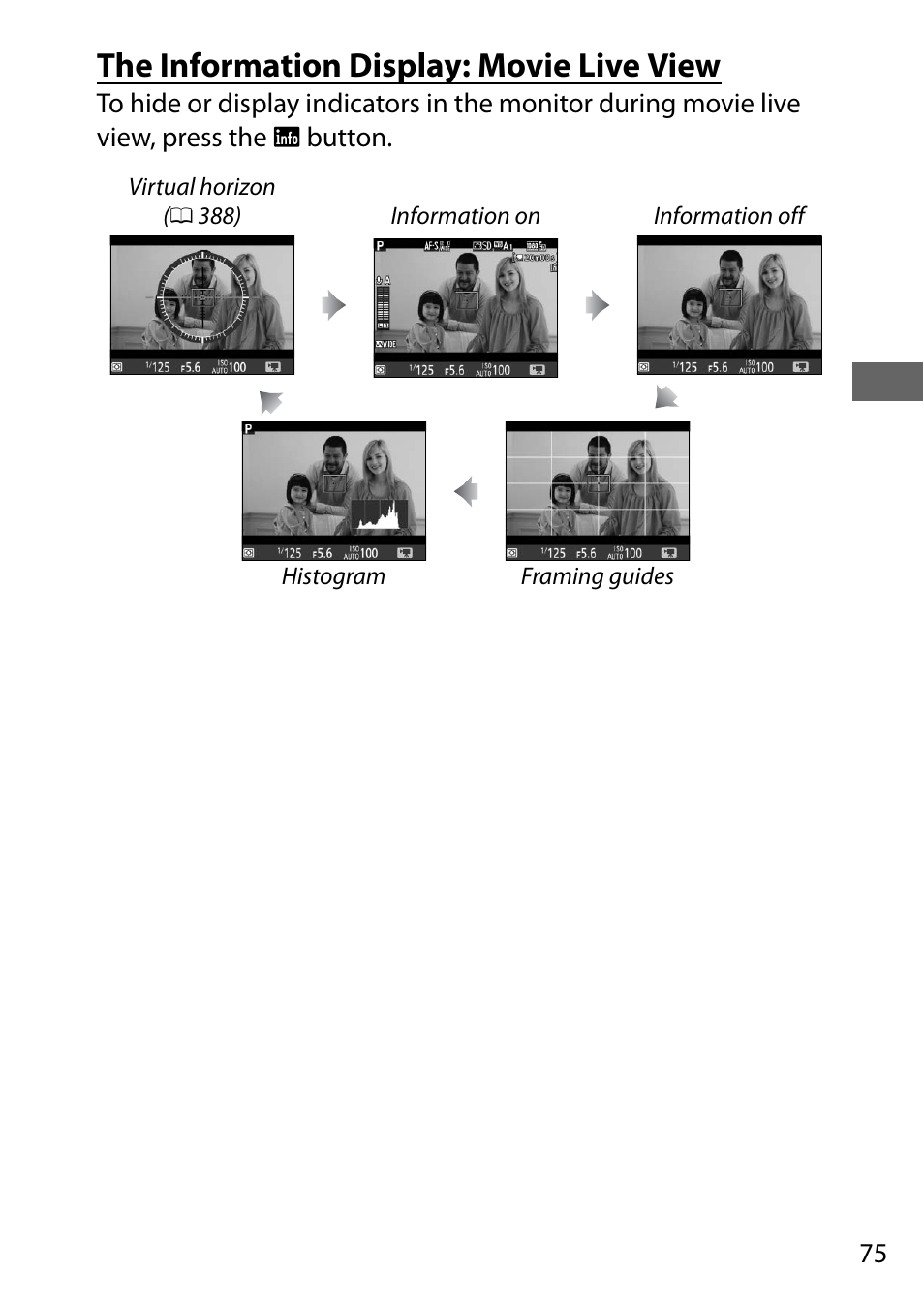 The information display: movie live view | Nikon D750 DSLR Camera (Body Only) User Manual | Page 103 / 537