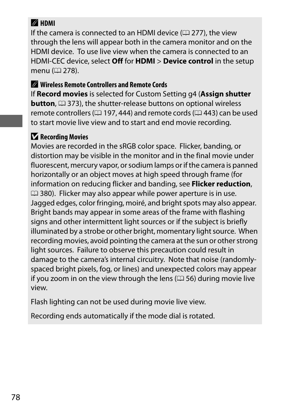 78 a | Nikon D750 DSLR Camera (Body Only) User Manual | Page 106 / 537