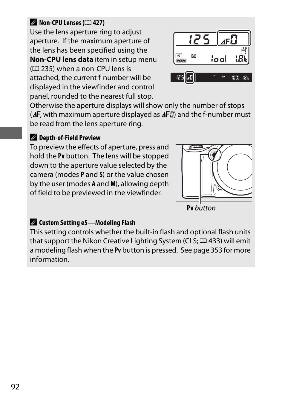 92 a | Nikon D750 DSLR Camera (Body Only) User Manual | Page 120 / 537