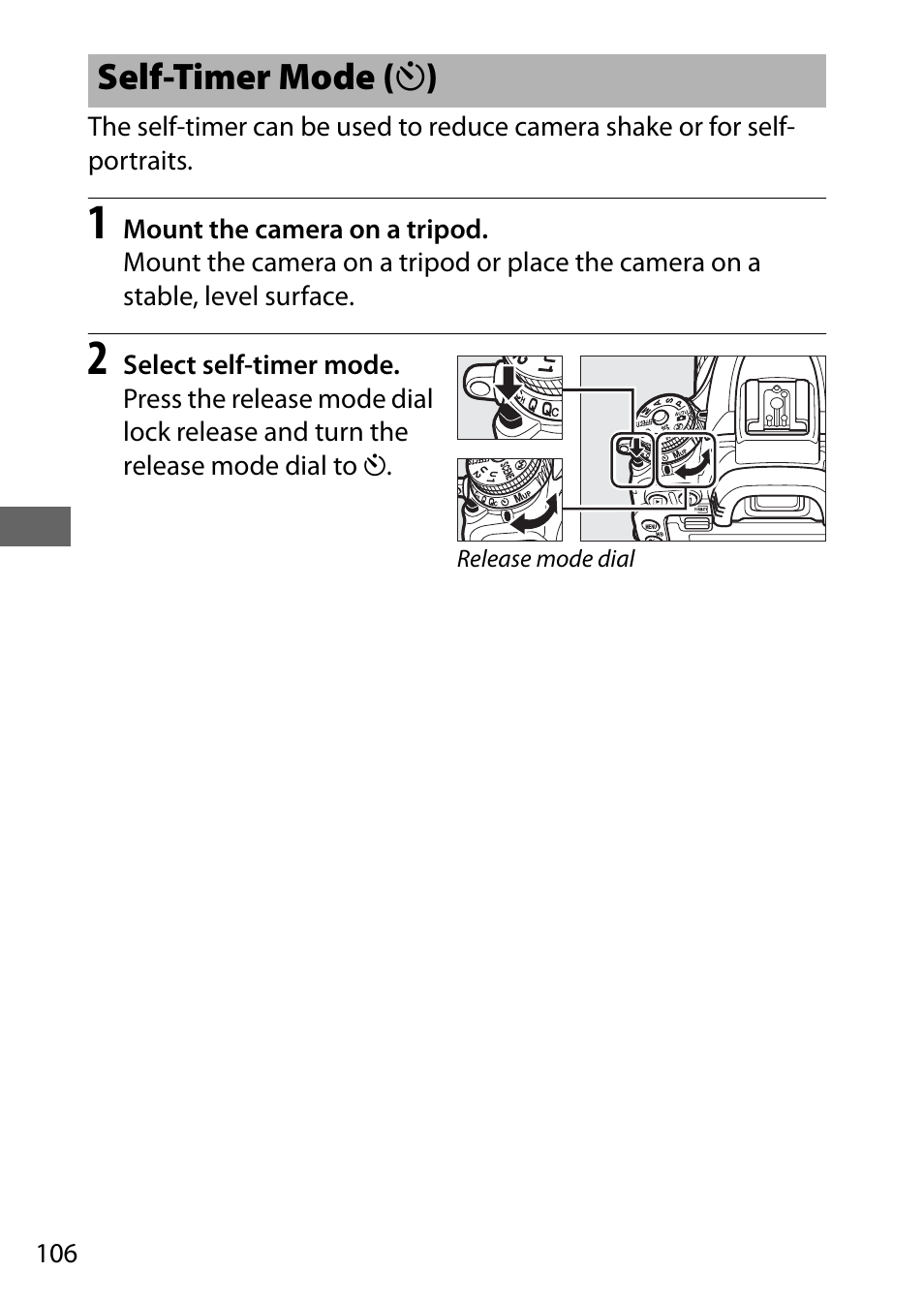 Self-timer mode, With the self-timer, Self-timer mode ( e ) | Nikon D750 DSLR Camera (Body Only) User Manual | Page 134 / 537