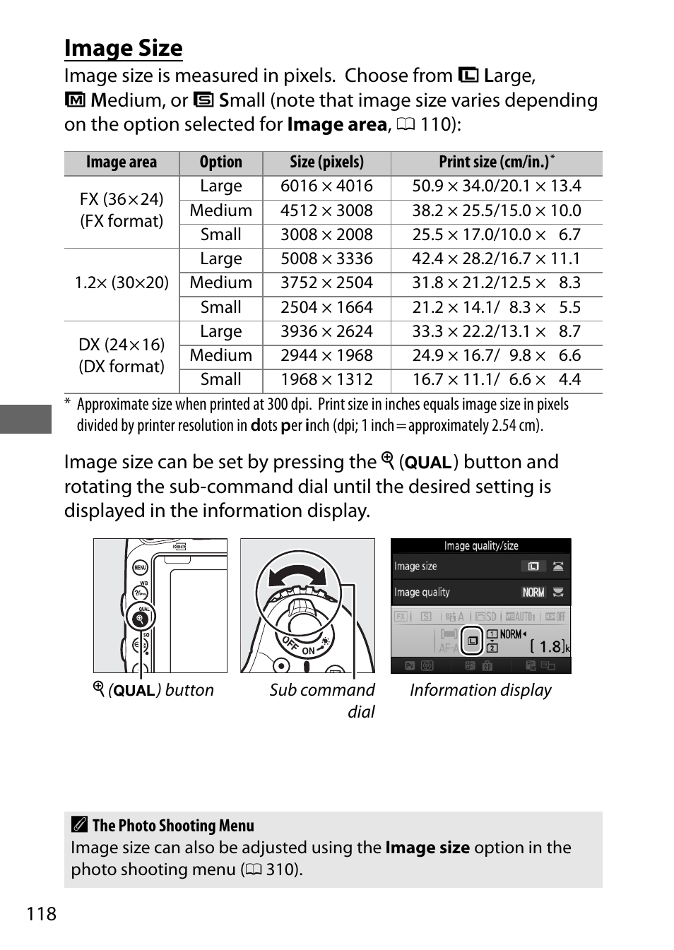 Image size | Nikon D750 DSLR Camera (Body Only) User Manual | Page 146 / 537