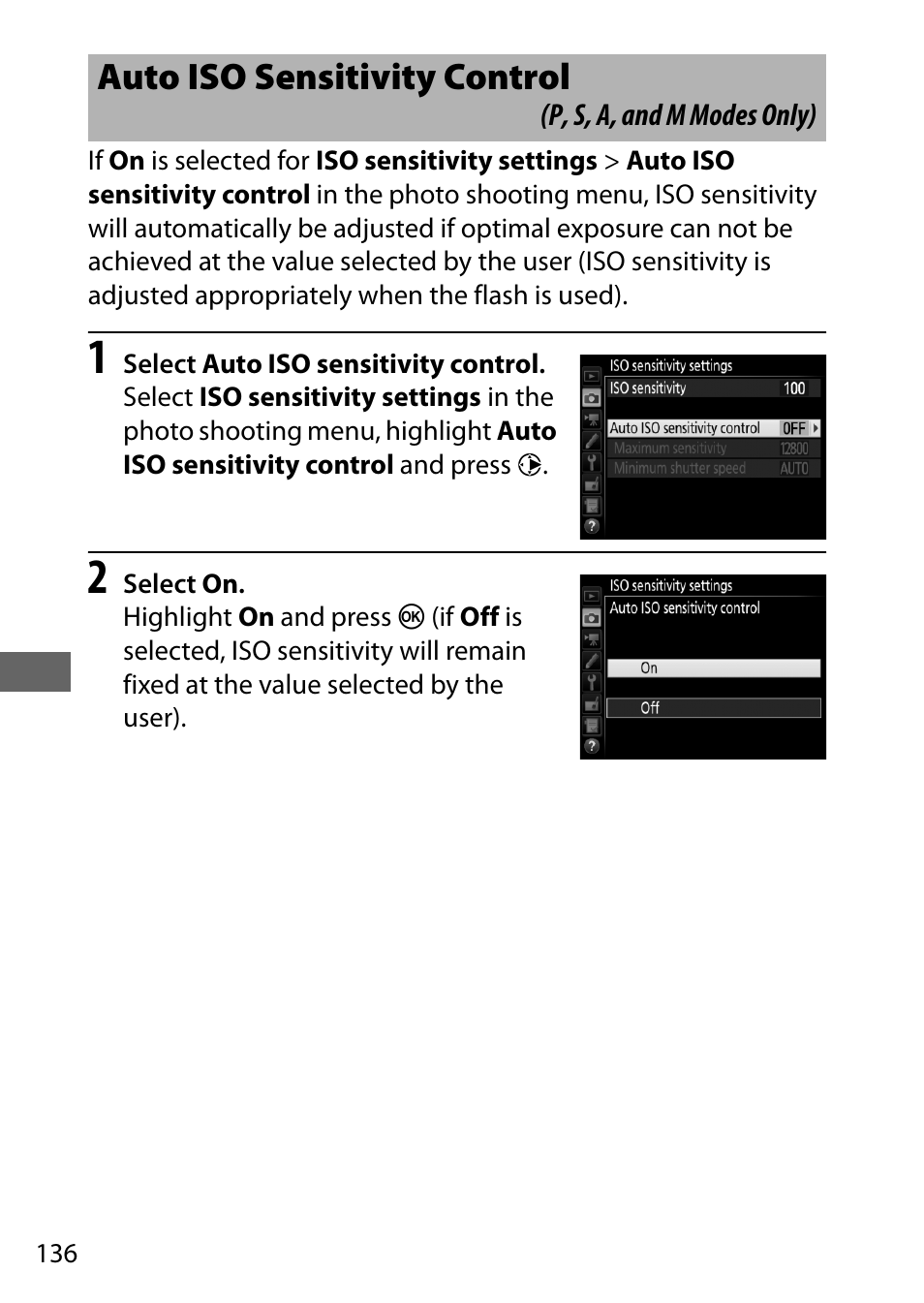 Auto iso sensitivity control | Nikon D750 DSLR Camera (Body Only) User Manual | Page 164 / 537