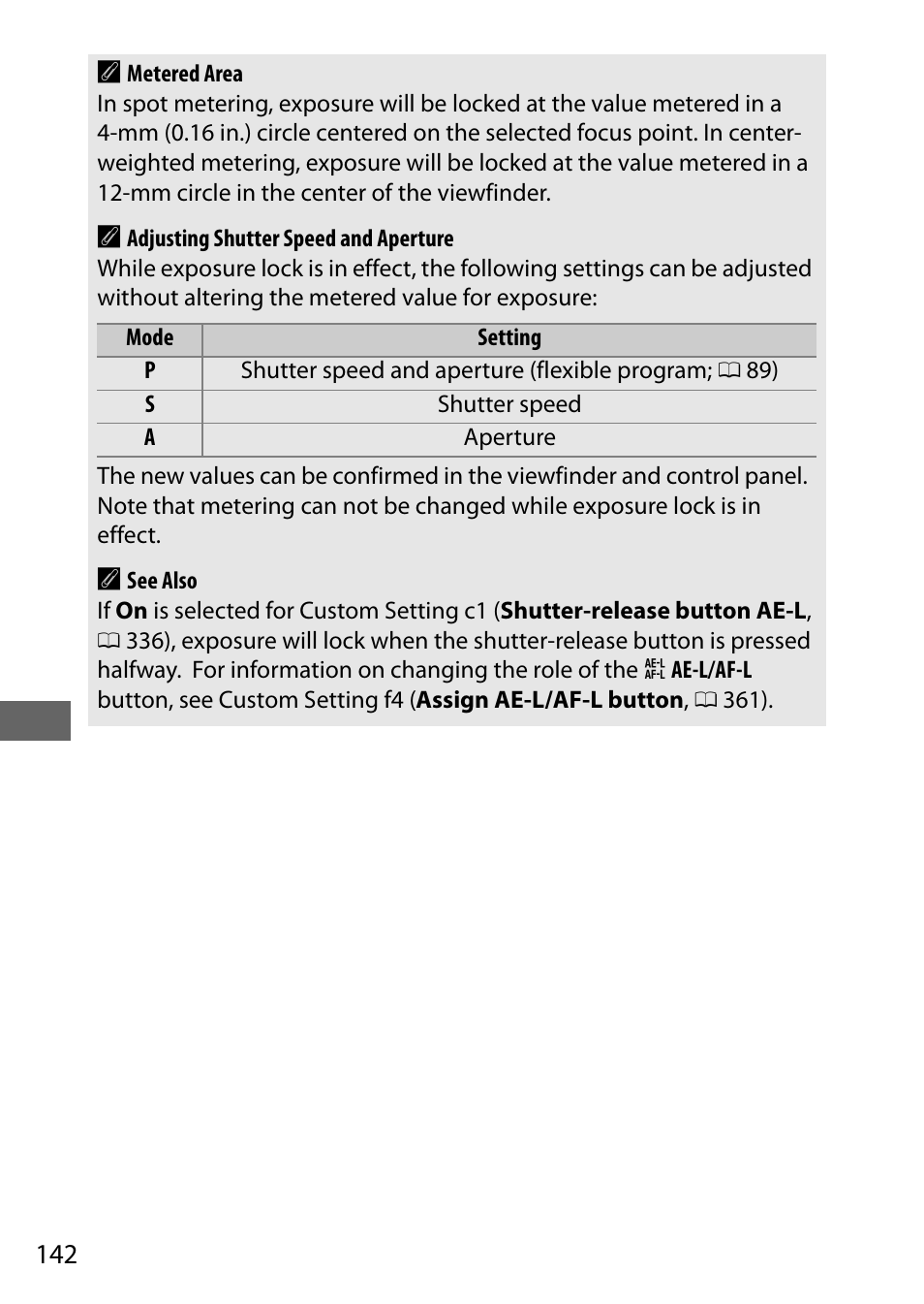 142 a | Nikon D750 DSLR Camera (Body Only) User Manual | Page 170 / 537