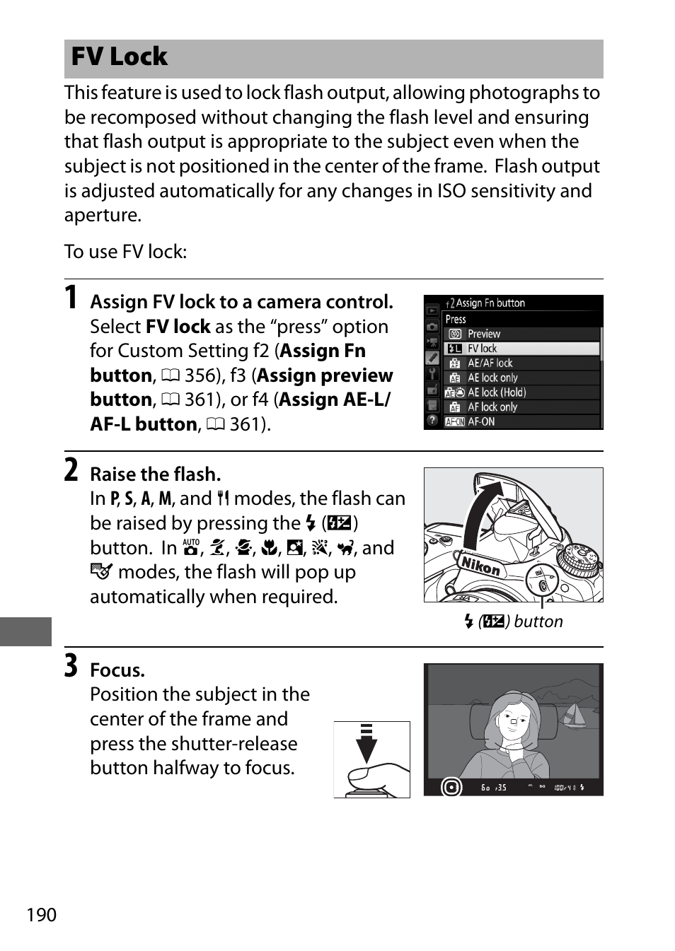 Fv lock | Nikon D750 DSLR Camera (Body Only) User Manual | Page 218 / 537