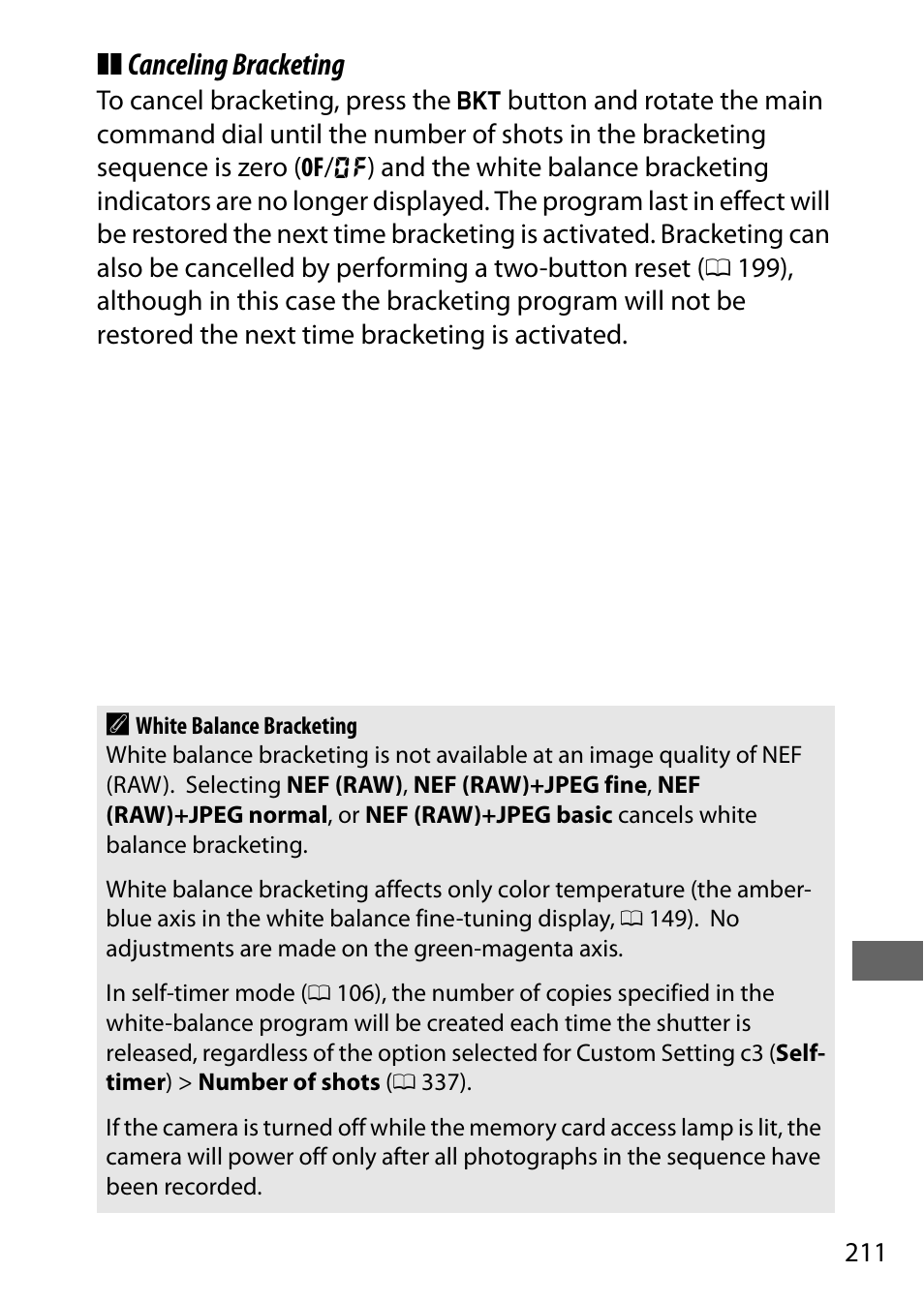 Canceling bracketing | Nikon D750 DSLR Camera (Body Only) User Manual | Page 239 / 537