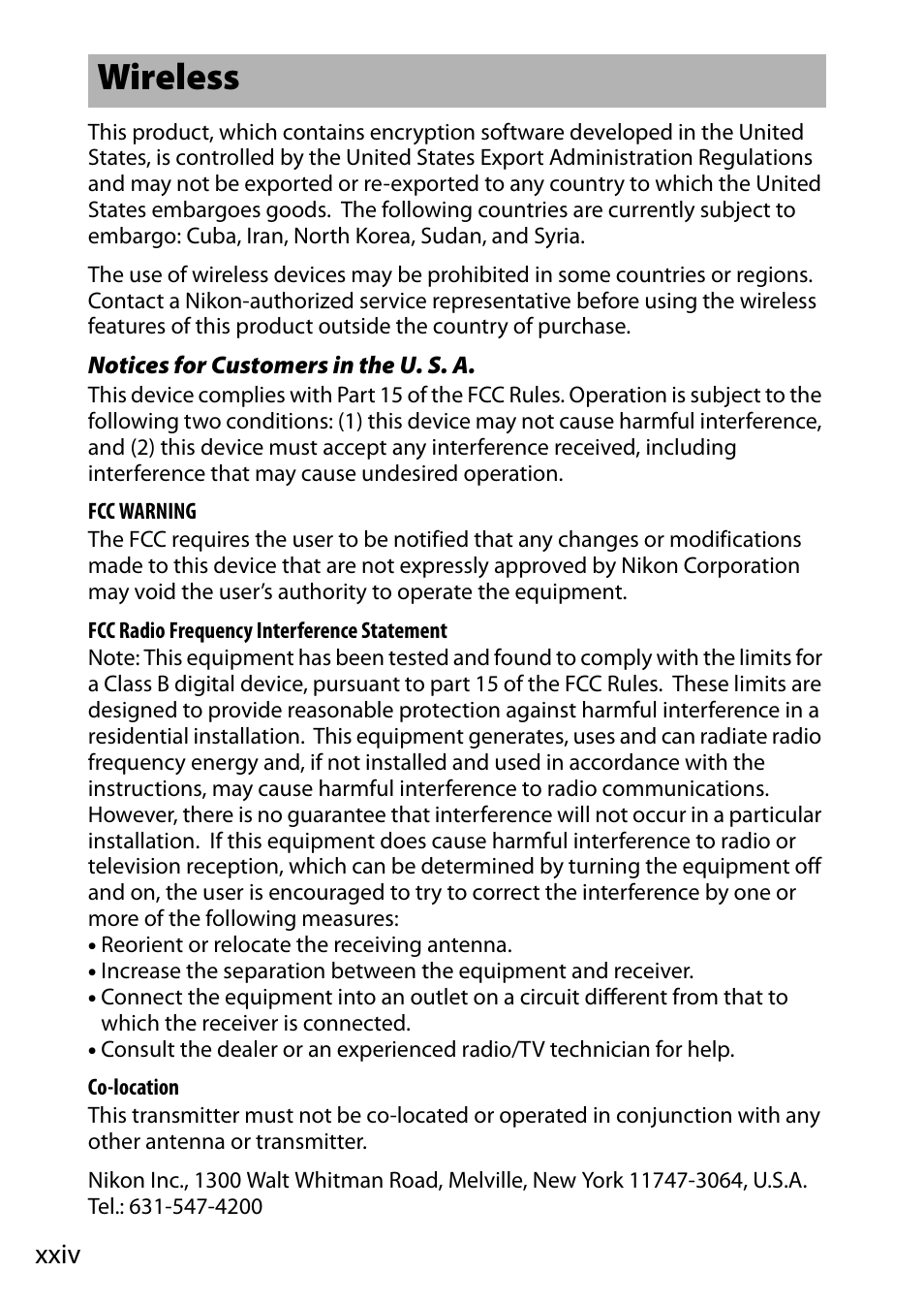 Wireless, Xxiv | Nikon D750 DSLR Camera (Body Only) User Manual | Page 26 / 537