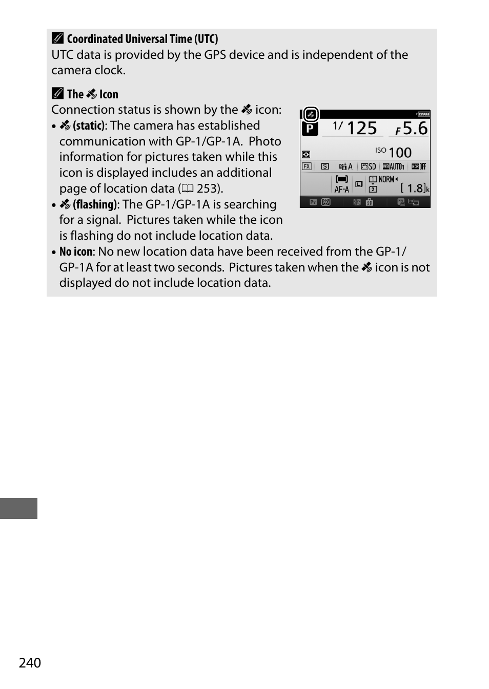 240 a | Nikon D750 DSLR Camera (Body Only) User Manual | Page 268 / 537