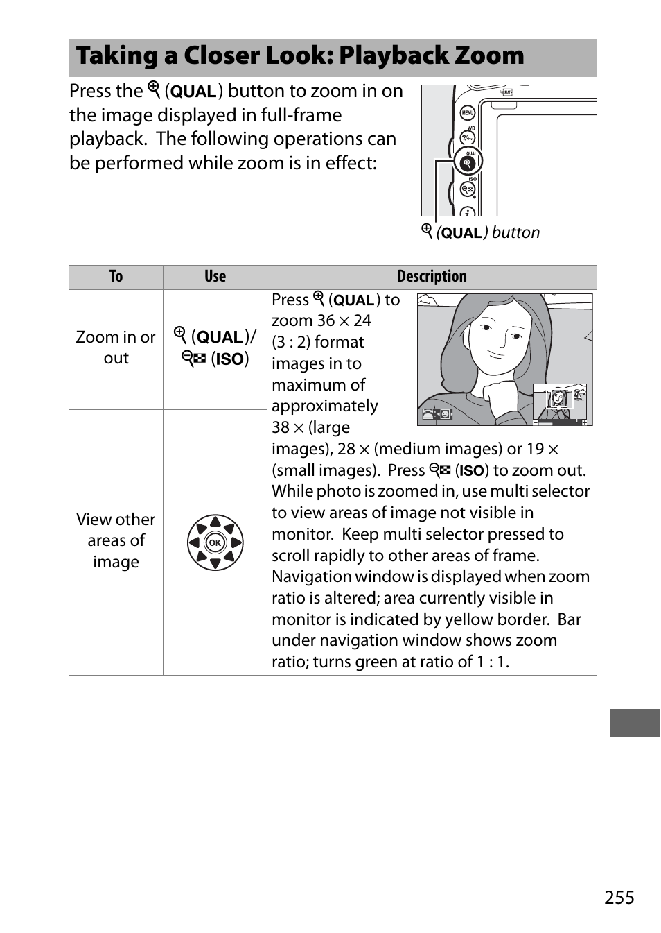 Taking a closer look: playback zoom, 255), deletion | Nikon D750 DSLR Camera (Body Only) User Manual | Page 283 / 537