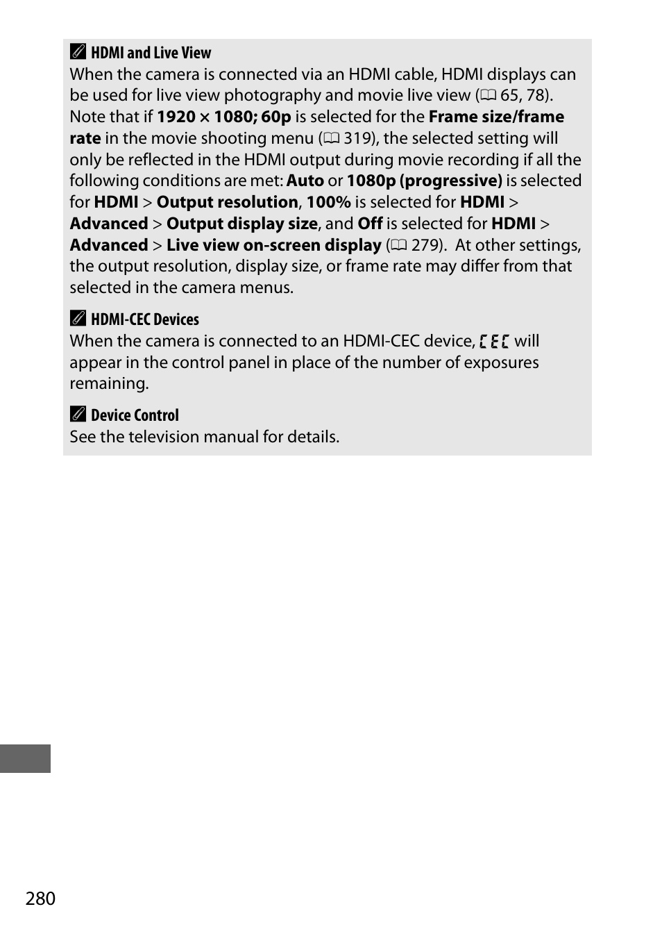 280 a | Nikon D750 DSLR Camera (Body Only) User Manual | Page 308 / 537