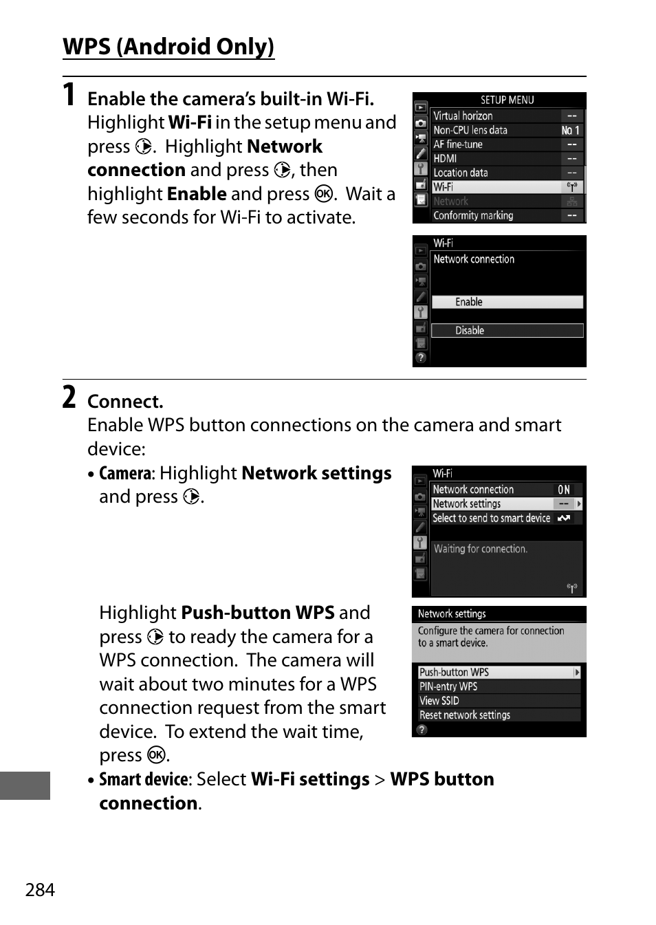 Wps (android only) | Nikon D750 DSLR Camera (Body Only) User Manual | Page 312 / 537