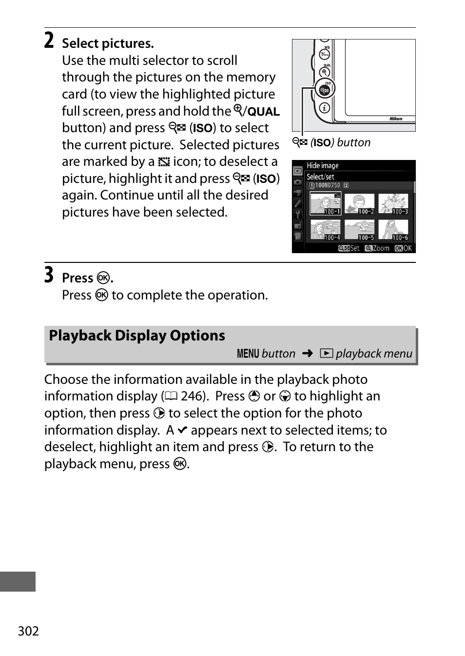 Playback display options | Nikon D750 DSLR Camera (Body Only) User Manual | Page 330 / 537
