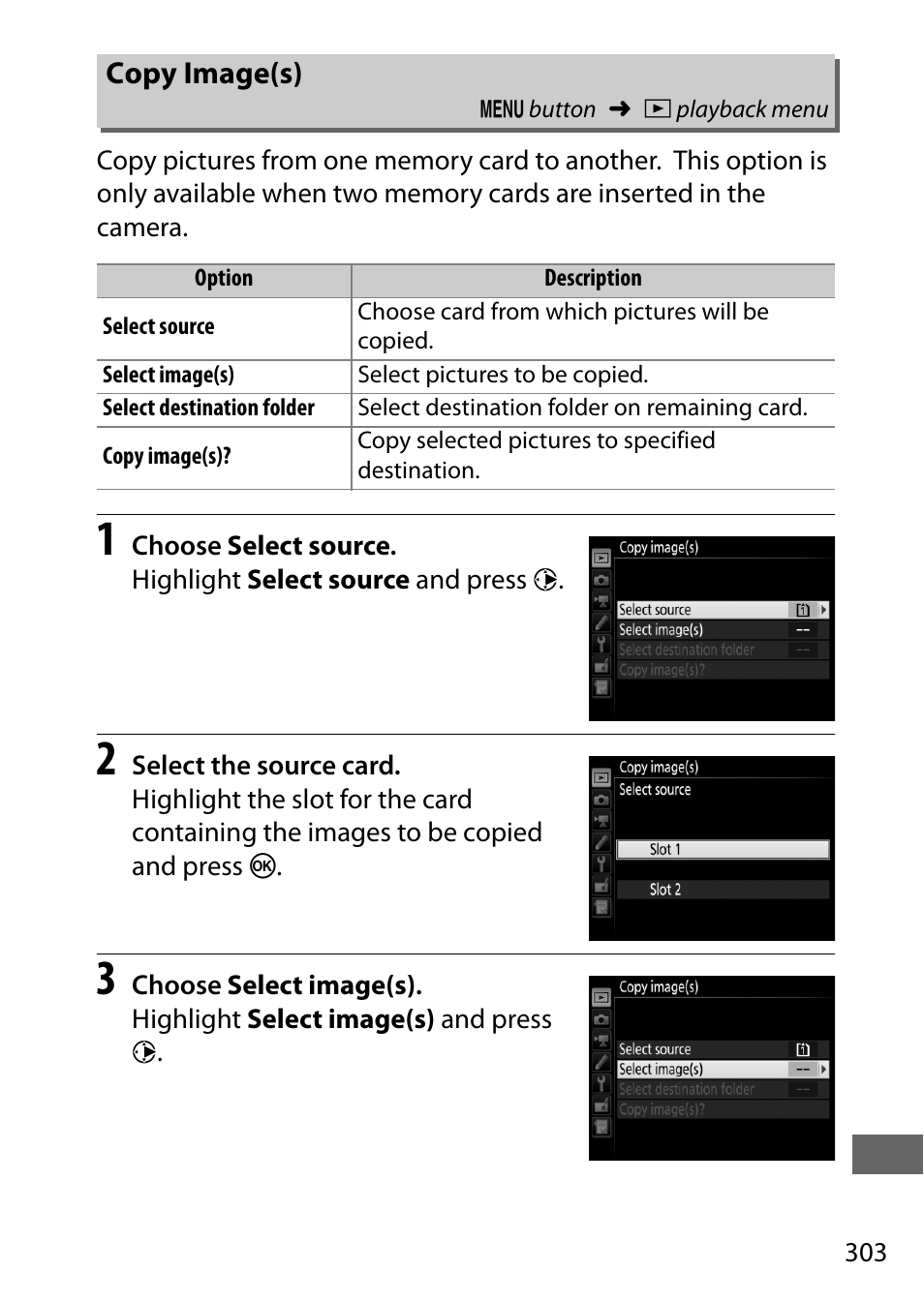 Copy image(s) | Nikon D750 DSLR Camera (Body Only) User Manual | Page 331 / 537