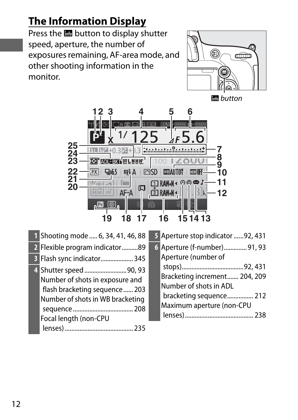 The information display | Nikon D750 DSLR Camera (Body Only) User Manual | Page 40 / 537