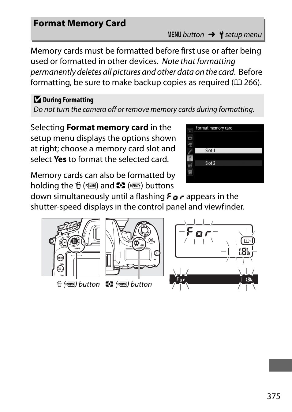 Format memory card | Nikon D750 DSLR Camera (Body Only) User Manual | Page 403 / 537