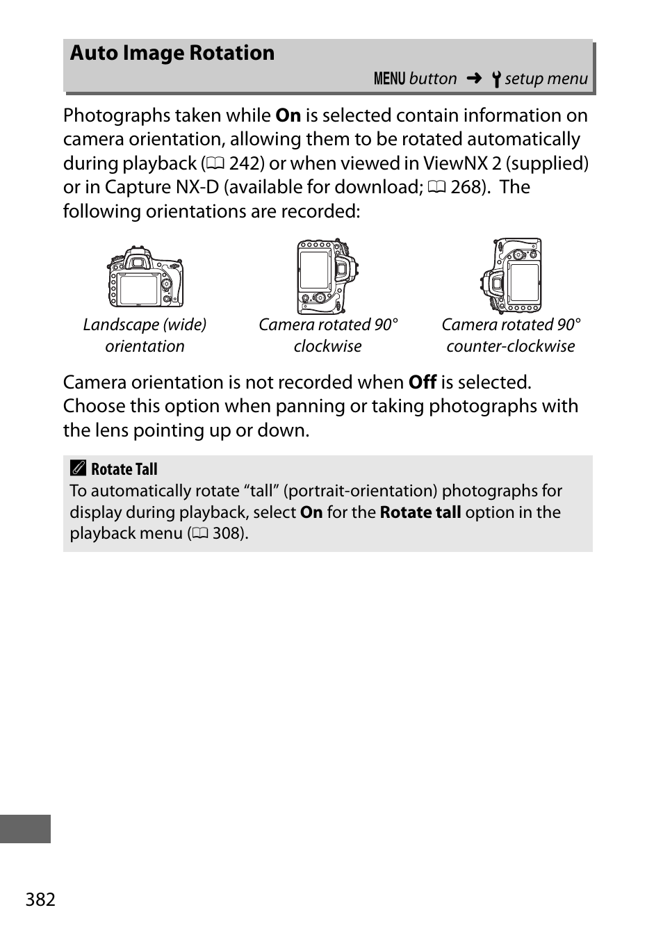 Auto image rotation, 382) wil | Nikon D750 DSLR Camera (Body Only) User Manual | Page 410 / 537