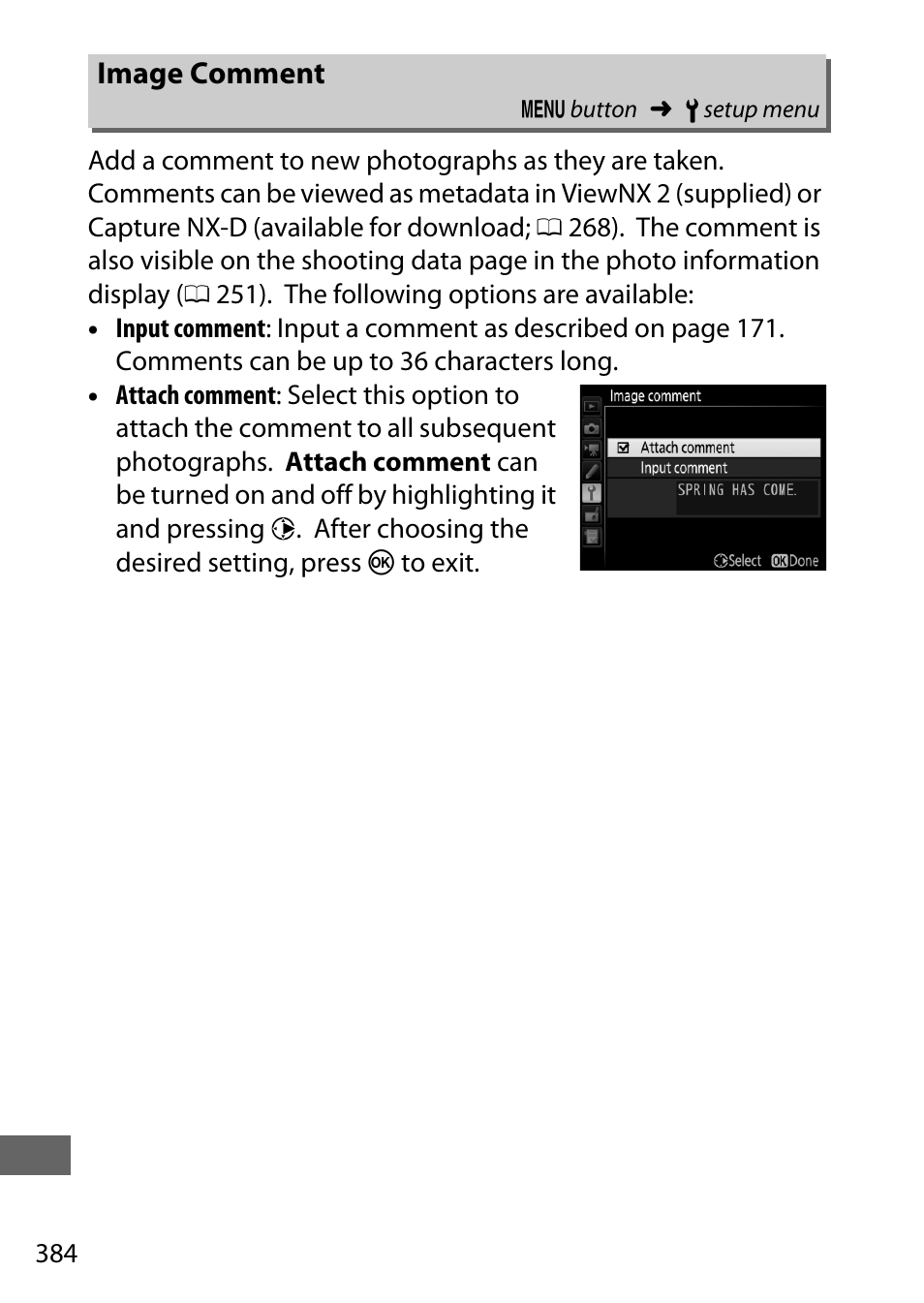 Image comment | Nikon D750 DSLR Camera (Body Only) User Manual | Page 412 / 537