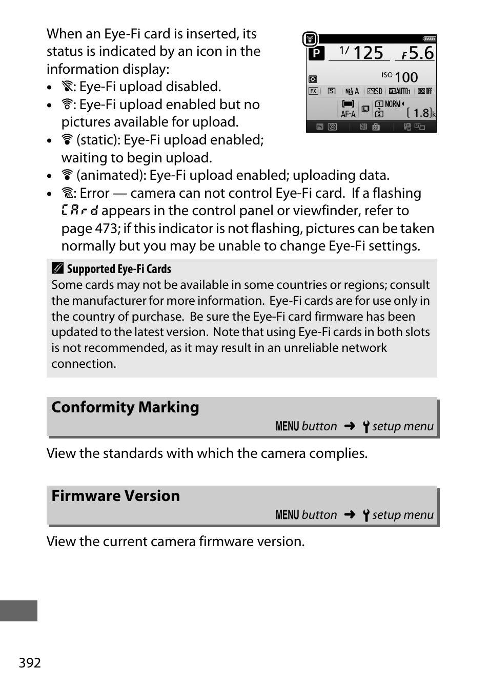 Conformity marking, Firmware version | Nikon D750 DSLR Camera (Body Only) User Manual | Page 420 / 537