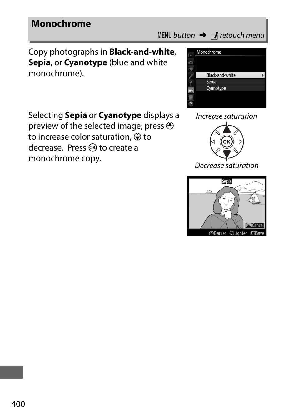 Monochrome | Nikon D750 DSLR Camera (Body Only) User Manual | Page 428 / 537