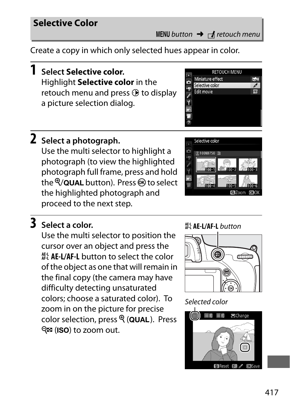 Selective color | Nikon D750 DSLR Camera (Body Only) User Manual | Page 445 / 537