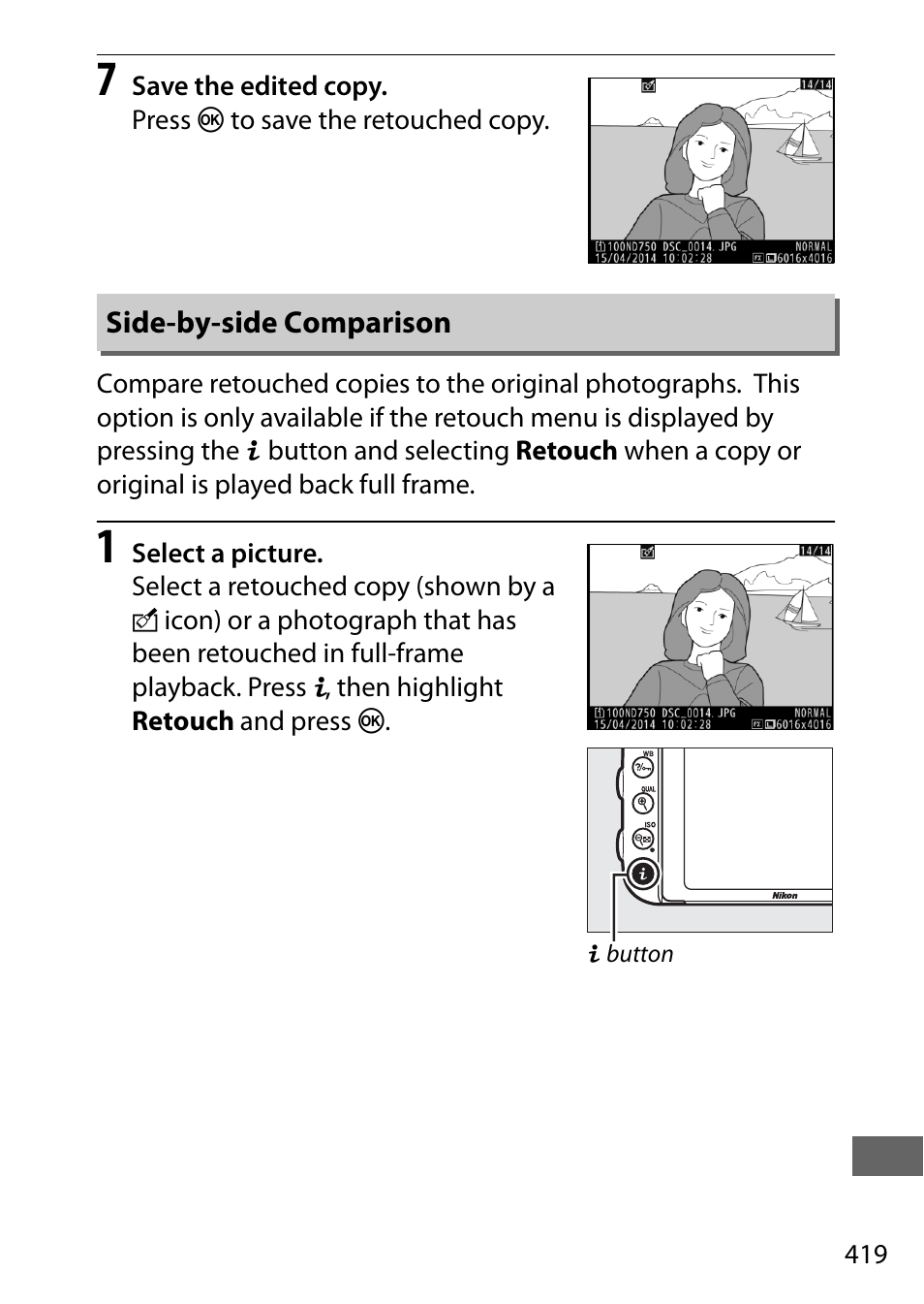 Side-by-side comparison | Nikon D750 DSLR Camera (Body Only) User Manual | Page 447 / 537