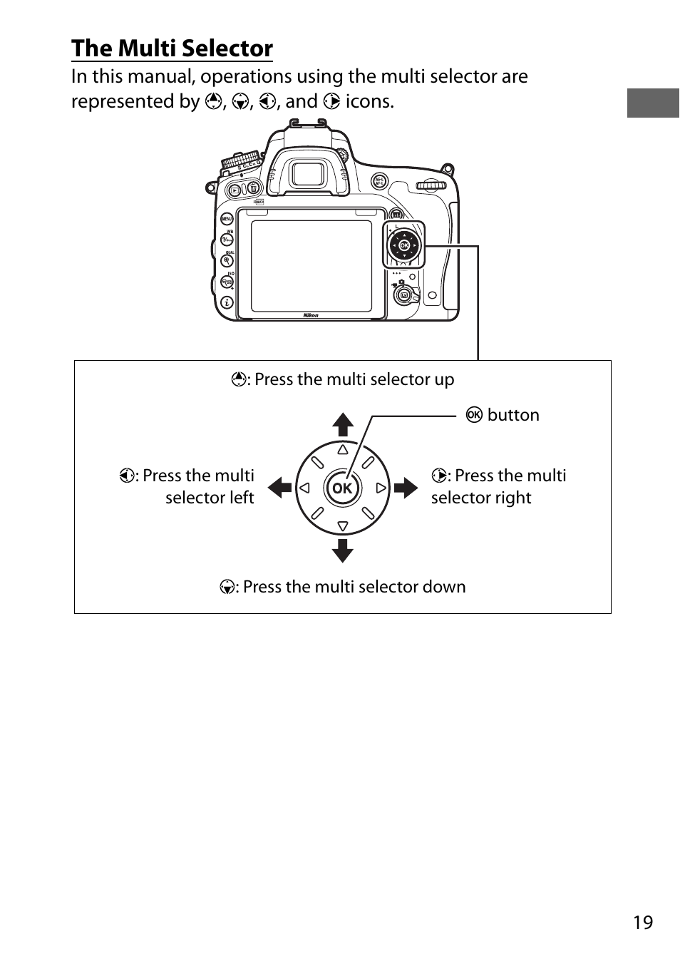 The multi selector | Nikon D750 DSLR Camera (Body Only) User Manual | Page 47 / 537