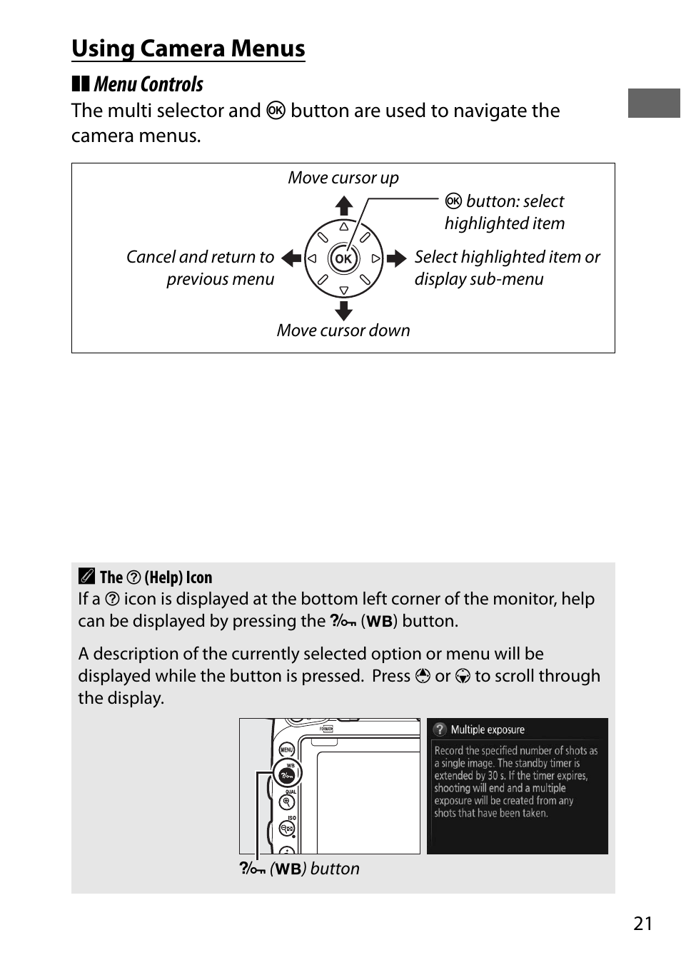 Using camera menus, Menu controls | Nikon D750 DSLR Camera (Body Only) User Manual | Page 49 / 537