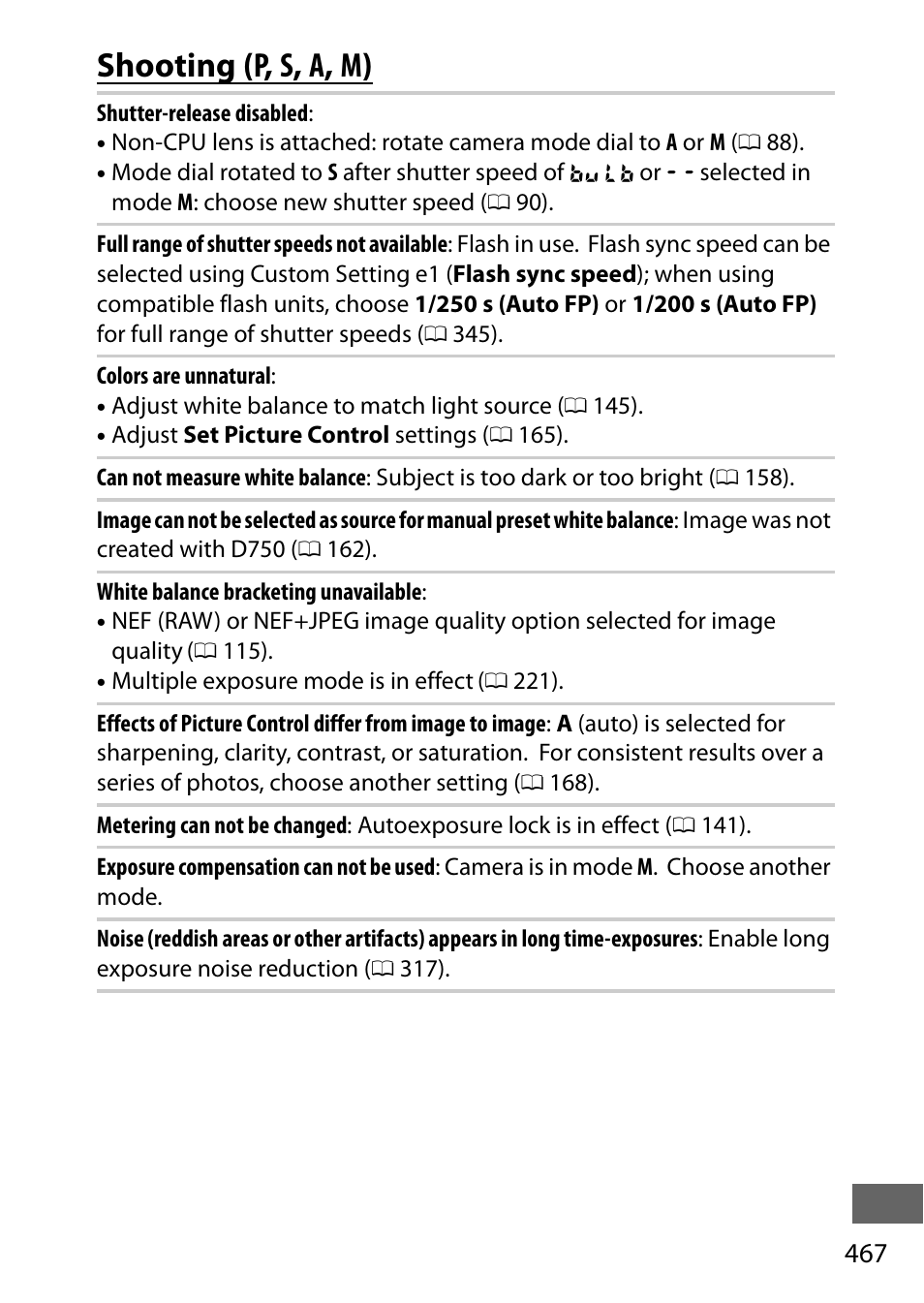 Shooting (p, s, a, m), Shooting ( p , s , a , m ) | Nikon D750 DSLR Camera (Body Only) User Manual | Page 495 / 537