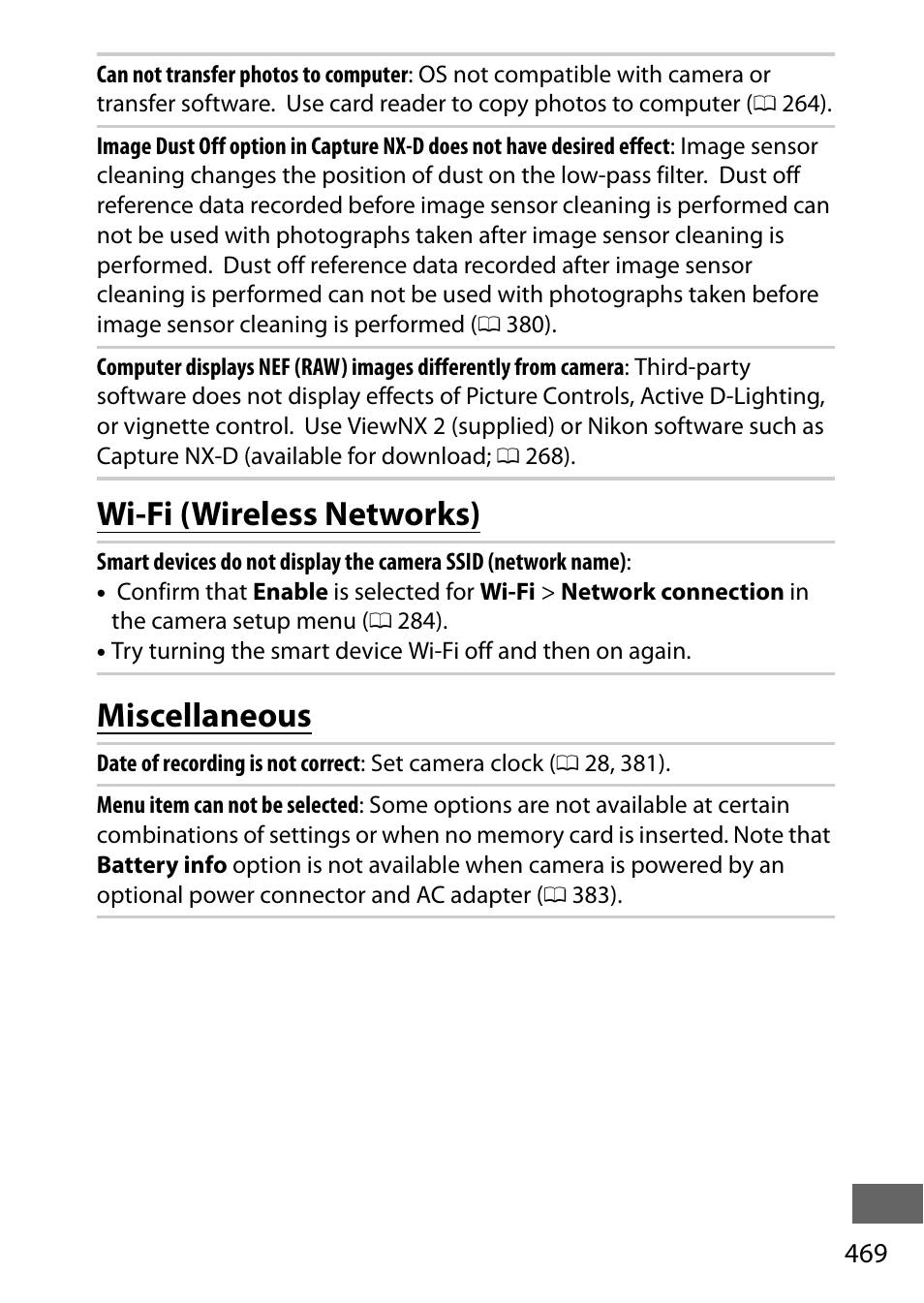 Wi-fi (wireless networks), Miscellaneous, Wi-fi (wireless networks) miscellaneous | Nikon D750 DSLR Camera (Body Only) User Manual | Page 497 / 537