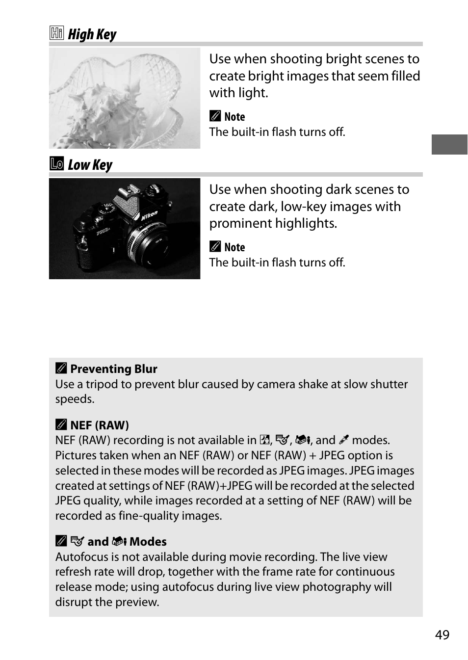 High key, Low key | Nikon D750 DSLR Camera (Body Only) User Manual | Page 77 / 537