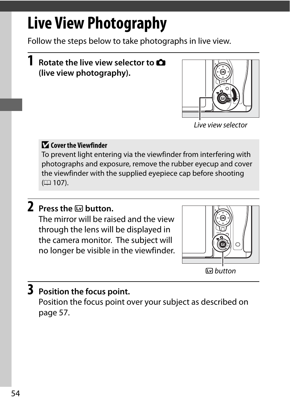 Live view photography | Nikon D750 DSLR Camera (Body Only) User Manual | Page 82 / 537