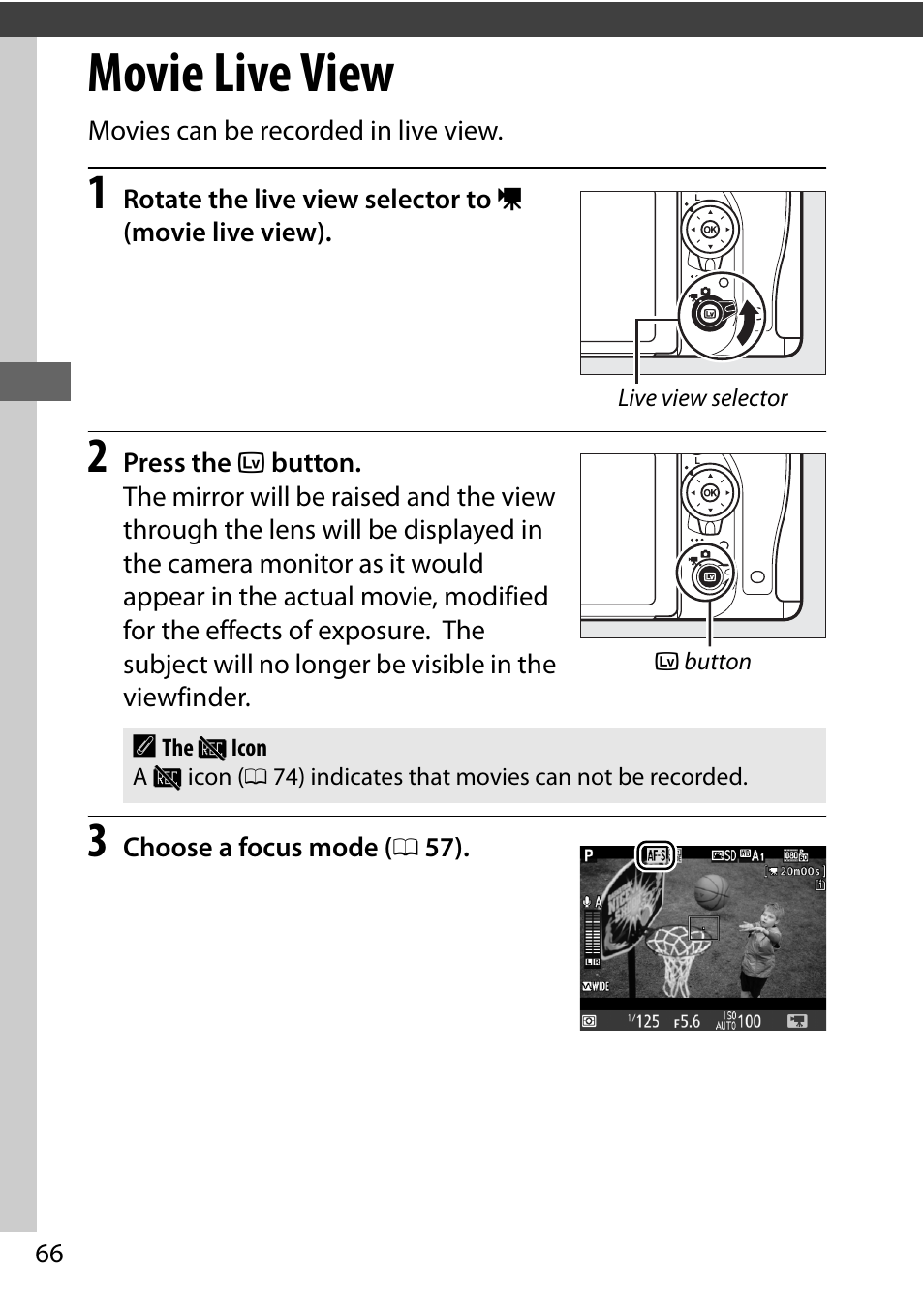 Movie live view, 66) to shoot | Nikon D750 DSLR Camera (Body Only) User Manual | Page 94 / 537