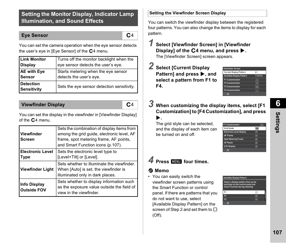 P.107), P.107, Se tting s 107 | Pentax K-3 Mark III DSLR Camera (Black) User Manual | Page 109 / 148