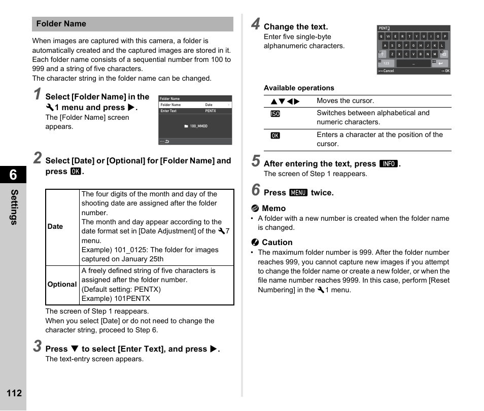 P.112, Se tting s 112 | Pentax K-3 Mark III DSLR Camera (Black) User Manual | Page 114 / 148