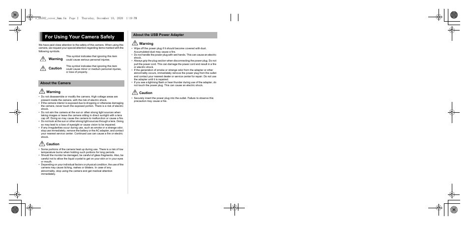 For using your camera safely | Pentax K-3 Mark III DSLR Camera (Black) User Manual | Page 147 / 148