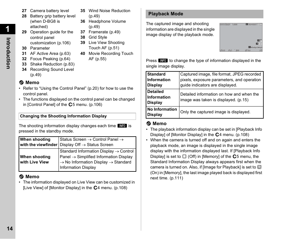 P.14 | Pentax K-3 Mark III DSLR Camera (Black) User Manual | Page 16 / 148